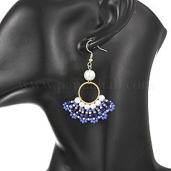 Boucles d'oreilles pendantes en perles de verre tressées&nbsp;EJEW-MZ00747-03
