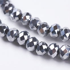 Facettierte Rondelle galvanisieren Glasperlenstränge&nbsp;X-EGLA-D009-27