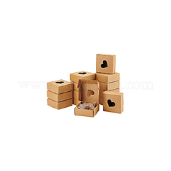 Scatole regalo quadrate scavate a forma di cuore in carta kraft&nbsp;CON-WH0095-66A