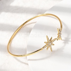 Bracelets manchettes en acier inoxydable 304 sertis de zirconiums cubiques transparents&nbsp;BJEW-Z166-05G