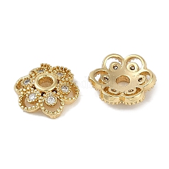 Tappi di perline in zirconia cubica trasparente micro pavé in ottone&nbsp;KK-I719-13A-G