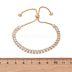 Messing Pavé klare Zirkonia Pferdeauge Box Kette Schieber Armbänder&nbsp;BJEW-YWC0002-06B-G