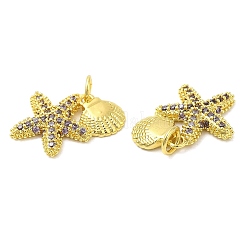 Pendentifs avec zircon cubiques à micro-pavés en laiton&nbsp;KK-P236-31G