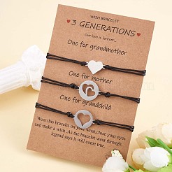 Ensemble de bracelets à maillons en forme de cœur en acier inoxydable 430 de 3 styles&nbsp;JB720A