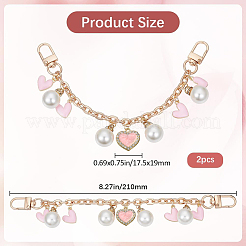Chaîne de sac à main en alliage de zinc avec breloque en forme de cœur en émail et perle en résine&nbsp;FIND-AB00070