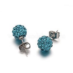 Polymer Clay Strass-Kugelgelenkohrringe&nbsp;EJEW-F0083-01