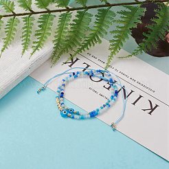Set di braccialetti di perline di nylon intrecciati regolabili&nbsp;BJEW-JB05790-02