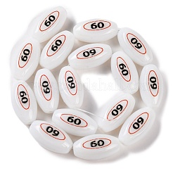 Impression de perles ovales en verre pour la fabrication de colliers et de bracelets&nbsp;GLAA-B020-01A-11