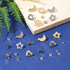 16 pièce de 8 styles de boucles d'oreilles à tige en acier inoxydable 304&nbsp;STAS-FS0001-86
