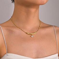 Collane con pendente da donna in acciaio inossidabile 304 con pavé di zirconi cubici trasparenti.&nbsp;UD0766-1