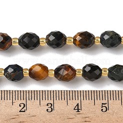 Fili di perline di occhio di tigre naturale a 3 colore&nbsp;G-F809-A25-01