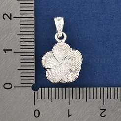 Dijes de flores de plata fina con asas y 999 sello&nbsp;STER-P069-02A-S
