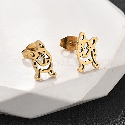 Hohle französische Bulldogge 201 Edelstahl Anhänger Halsketten & Ohrstecker Sets für Frauen&nbsp;SJEW-Q025-06G