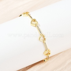 Messing-Gliederkettenarmbänder mit Mikropflaster und klarem Zirkonia für Damen&nbsp;BJEW-F504-10G