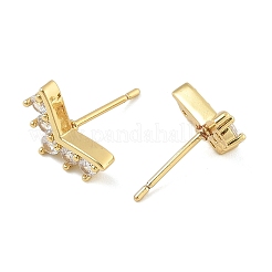 Boucles d'oreilles en laiton zircon cubique micro pavé clair&nbsp;EJEW-R016-26G-06
