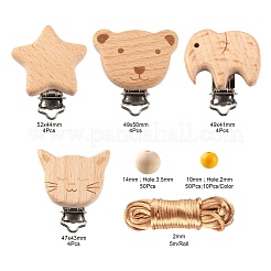 Perle di legno rotonde naturali rotonde dipinte in stile 166 pz 6&nbsp;WOOD-LS0001-42