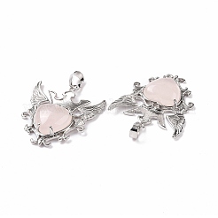 Pendentifs de quartz rose naturel&nbsp;G-P496-04P-15