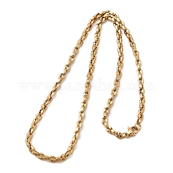 4 mm 304 Edelstahl Kaffeebohnen-Gliederkette Halsketten für Damen&nbsp;NJEW-B134-06A-G