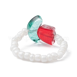 Tulpenblumen-Glasperlen-Stretchringe für Frauen&nbsp;RJEW-JR00596