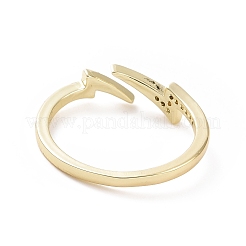 Bague de manchette ouverte avec éclair en zircone cubique transparente&nbsp;RJEW-I094-01G