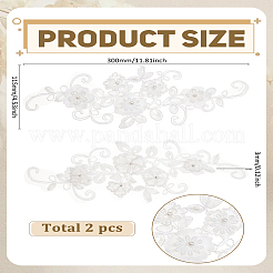 1 Paar Blumenmuster aus Polyester mit Spitzenapplikationen aus Kunststoffperlen&nbsp;PATC-LP0001-43