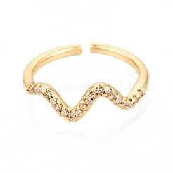 Bagues de manchette en laiton micro pavé de zircone cubique pour femmes&nbsp;KK-T071-66G