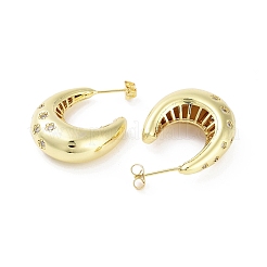 Boucles d'oreilles clous de zircone cubique micro pavés de laiton placage en rack&nbsp;EJEW-B047-05G-08