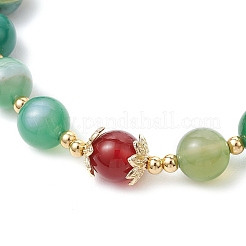 Braccialetti con perline rotonde in agata striata naturale e cristallo di quarzo&nbsp;BJEW-JB11934-01
