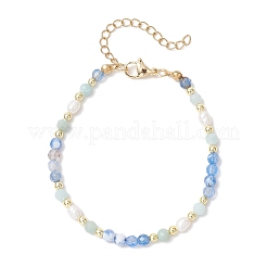 Armbänder aus natürlichen blauen Achatperlen&nbsp;BJEW-JB11763-02