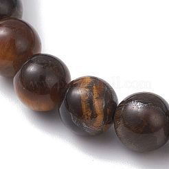 Bracelets extensibles ronds en œil de tigre naturel&nbsp;BJEW-JB12744
