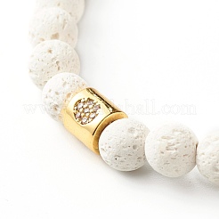 Bracciale elasticizzato rotondo con perline di roccia lavica naturale per donna ragazza&nbsp;BJEW-JB06973