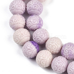 Fili di perline intagliate tinte con conchiglia sintetica&nbsp;SHEL-K007-12