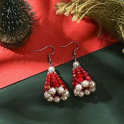 Glas-Ohrhänger mit Muschelkernperlen für Damen&nbsp;EJEW-TA00576