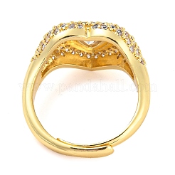 Bague réglable coeur en émail avec zircons cubiques transparents&nbsp;RJEW-Q781-01G-04
