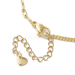 Braccialetti piatti rotondi e con ciondoli a cuore in ottone con zirconi trasparenti&nbsp;BJEW-JB10397