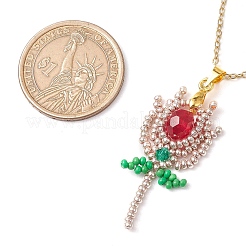 3 pieza de collares colgantes de flores con cuentas de semillas de vidrio de 3 estilos&nbsp;NJEW-MZ00080