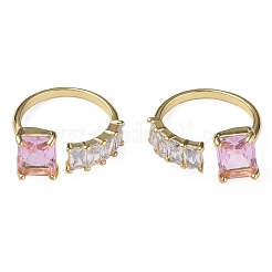 Bague de manchette ouverte rectangle zircone cubique&nbsp;RJEW-N035-123D