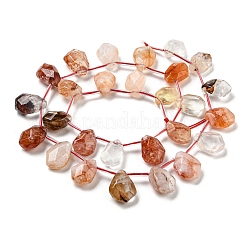 Fili di perle di quarzo ematoide rosso naturale/quarzo ferruginoso&nbsp;G-Z040-A04-01