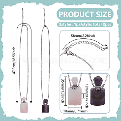 2 collier de parfum en quartz rose naturel et améthyste&nbsp;NJEW-FG0001-18
