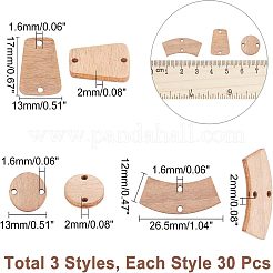 90 Stück 3 Stil unbehandelte Holzverbinder-Charms&nbsp;DIY-CA0004-66