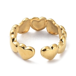 Bague ouverte en forme de cœur en acier inoxydable 304 avec strass en cristal&nbsp;RJEW-L109-003G