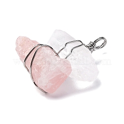 Natürlicher Rosenquarz & Quarzkristallnuggets große Anhänger&nbsp;G-K338-43P-05