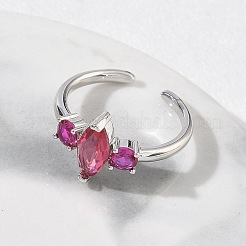 Offene Manschettenringe aus Messing mit Mikropavé und Zirkonia für Damen&nbsp;RJEW-L343-14P-01