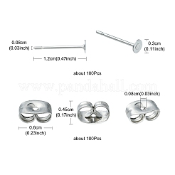 100 pz. 304 acciaio inossidabile per orecchini a bottone&nbsp;STAS-YW0001-43G