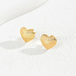 Boucles d'oreilles à tige en acier inoxydable 201 à motif cœur rayé romantique&nbsp;JJ3371-2