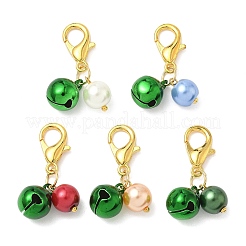 25 ciondolo decorativo con perline di vetro e campanella in ottone di 5 colori&nbsp;HJEW-JM04038