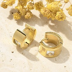 Boucles d'oreilles créoles en acier inoxydable 304 micro pavées de zircones cubiques transparentes&nbsp;EJEW-C096-55G