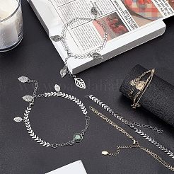 12 pièce de 2 styles de chaîne en acier inoxydable 304 et de bracelet en chaîne de câble en laiton&nbsp;AJEW-NB0003-26