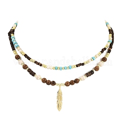 Sets aus Halsketten und Ohrhängern aus synthetischen Türkis- und Kokosnussschalenperlen&nbsp;SJEW-JS01356