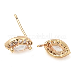 Ohrstecker aus Messing mit Pferdeauge und klarem Zirkonia im Rack-Design&nbsp;EJEW-M090-14G